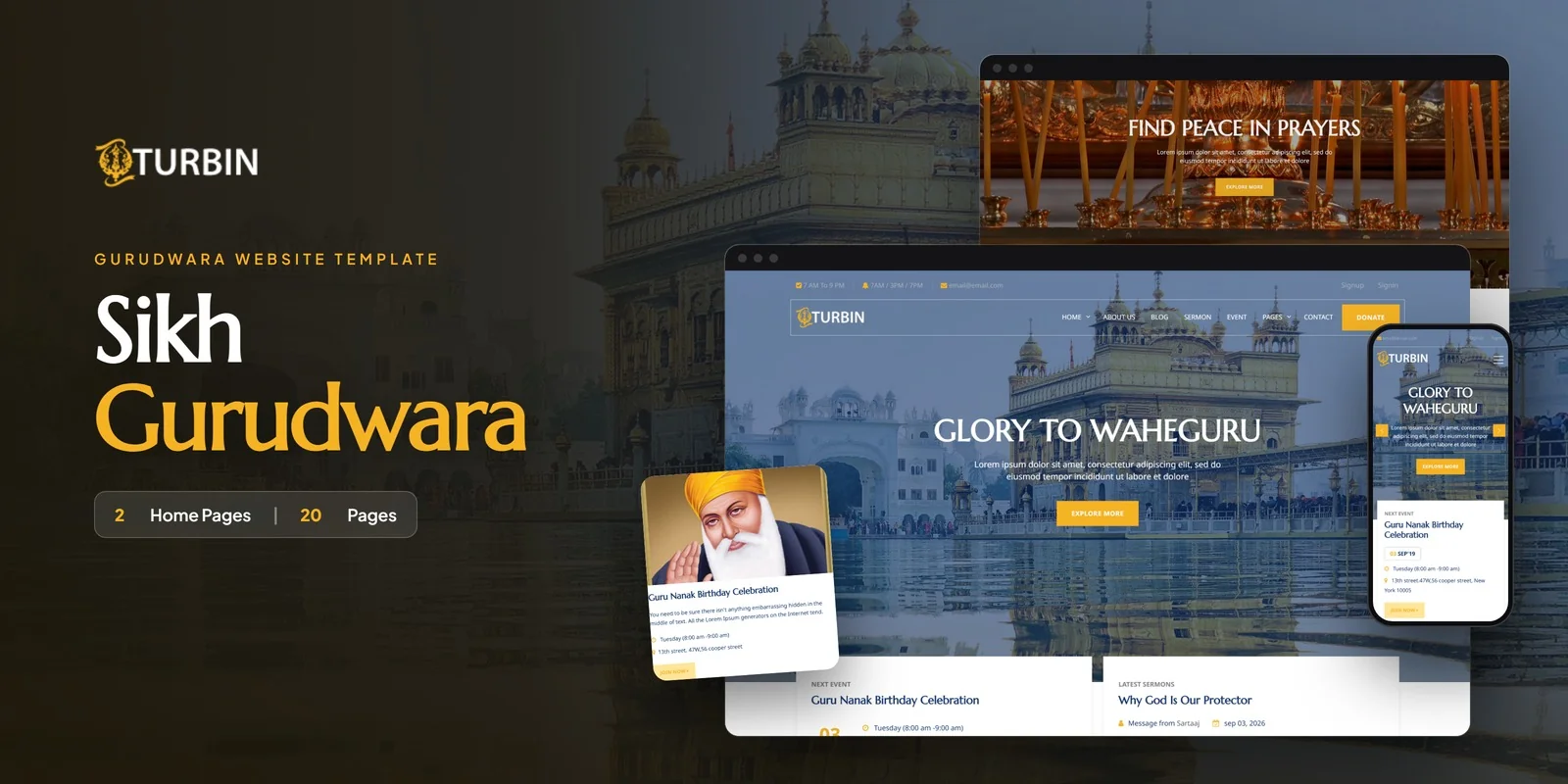 Turbin — Sikh Worship PHP Website Template preview