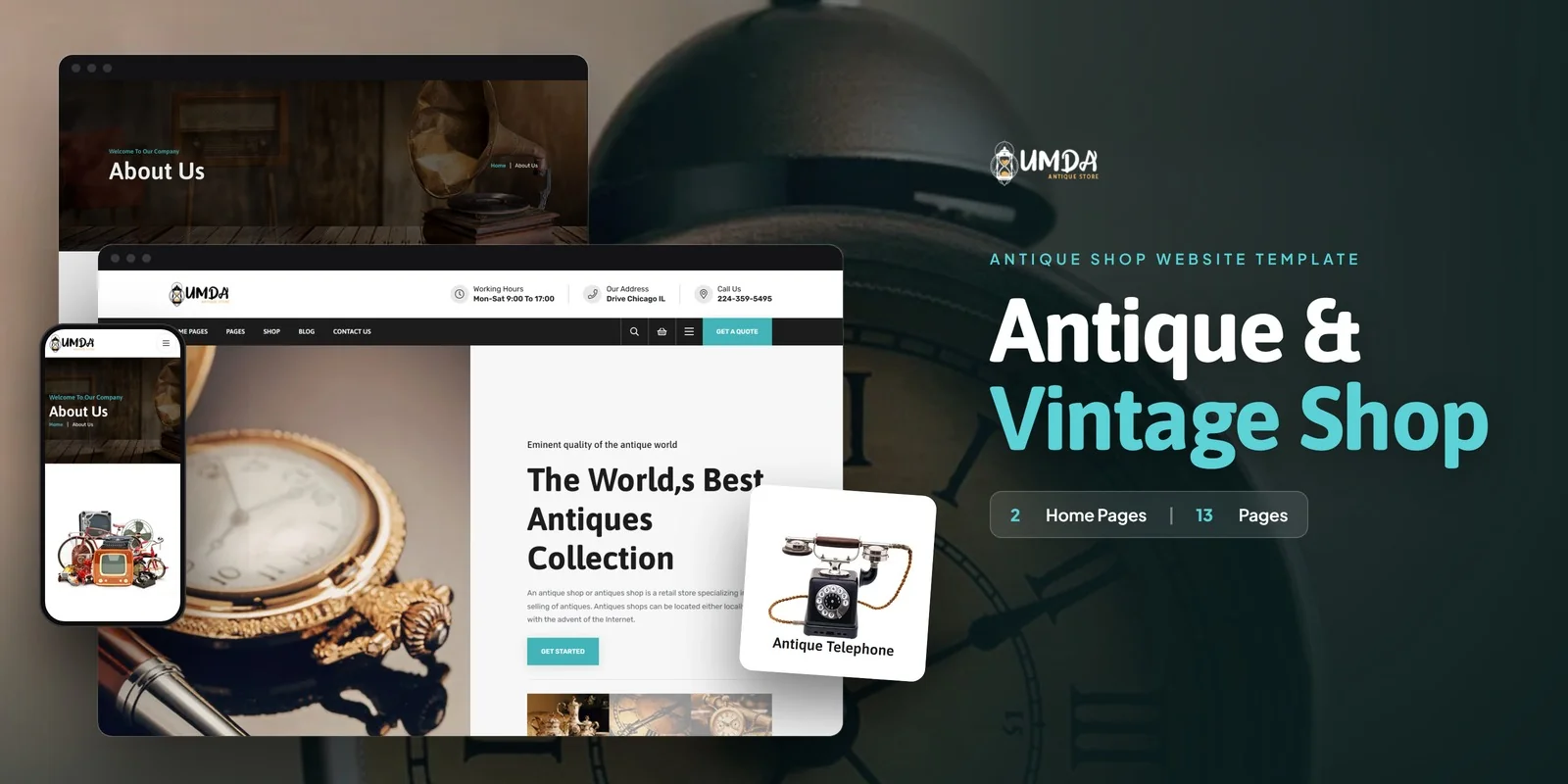 Umda — Antique Boutique Vue.js Website Template preview