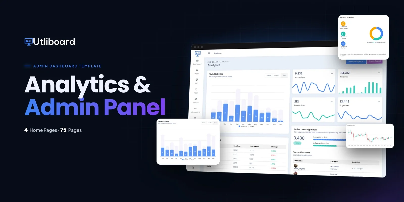 Utliboard — Admin Dashboard Developer Website Bundle preview
