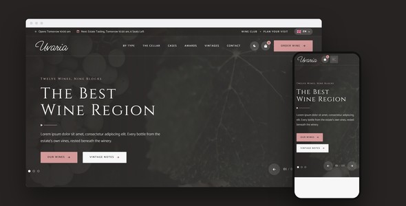Uvaria – Winery Wine Shop Landing Page HTML5 Template