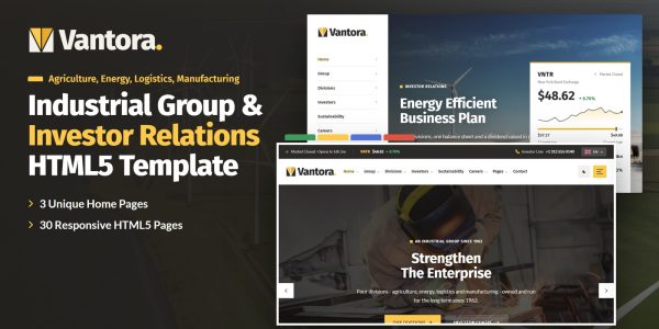 Holding Company Website Templates – Vantora HTML5