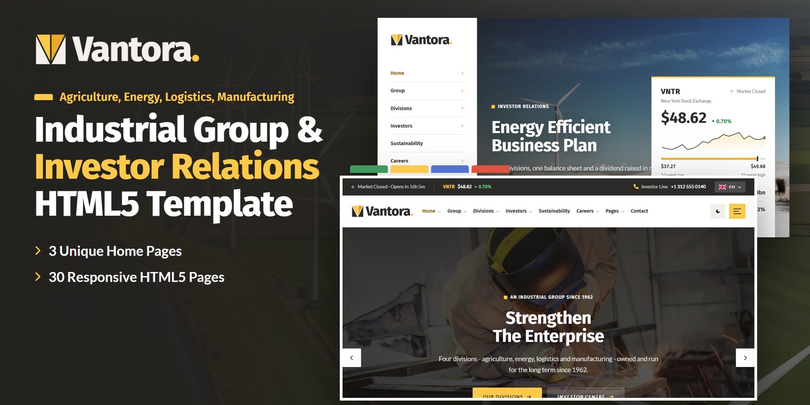 Holding Company Angular Template – Vantora preview
