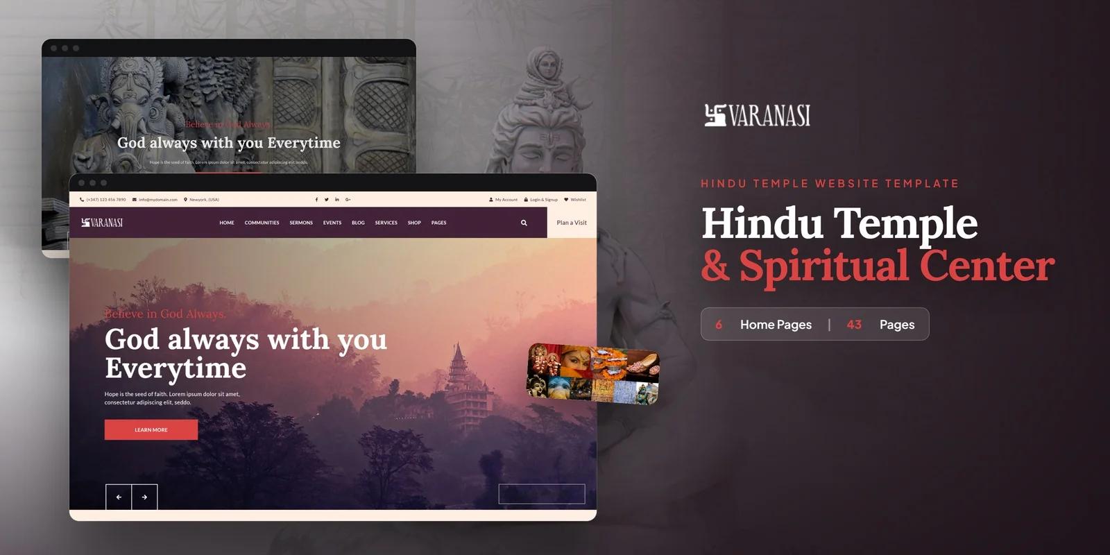 Varanasi — Hindu Worship Angular Website Template preview