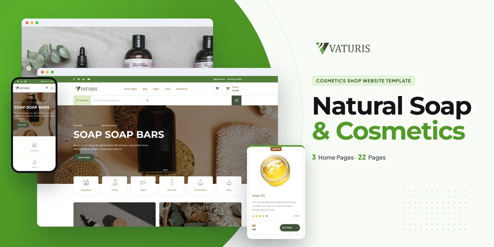 Vaturis — Beauty Cosmetics Vue.js Website Template preview