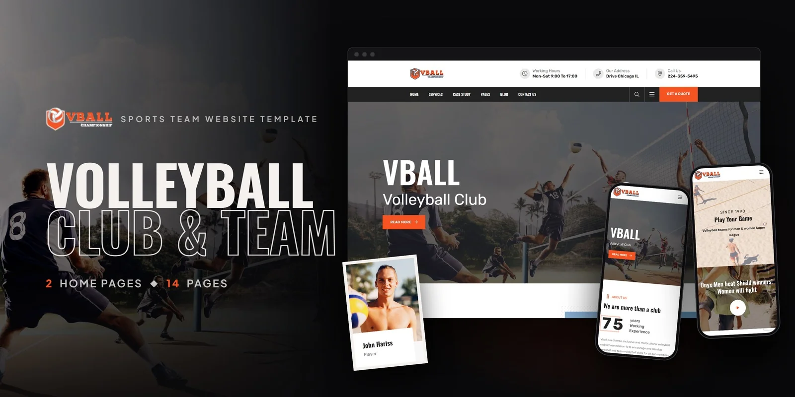 Vball — Sports Academy WordPress Theme preview