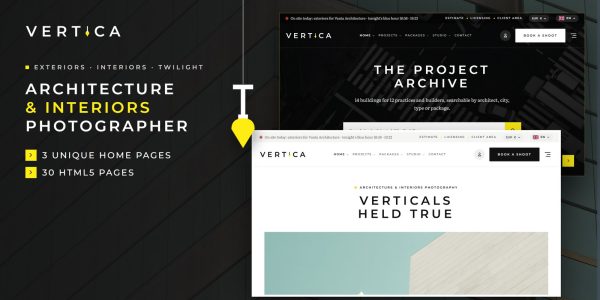 Architectural Photography Website Template – Vertica HTML5