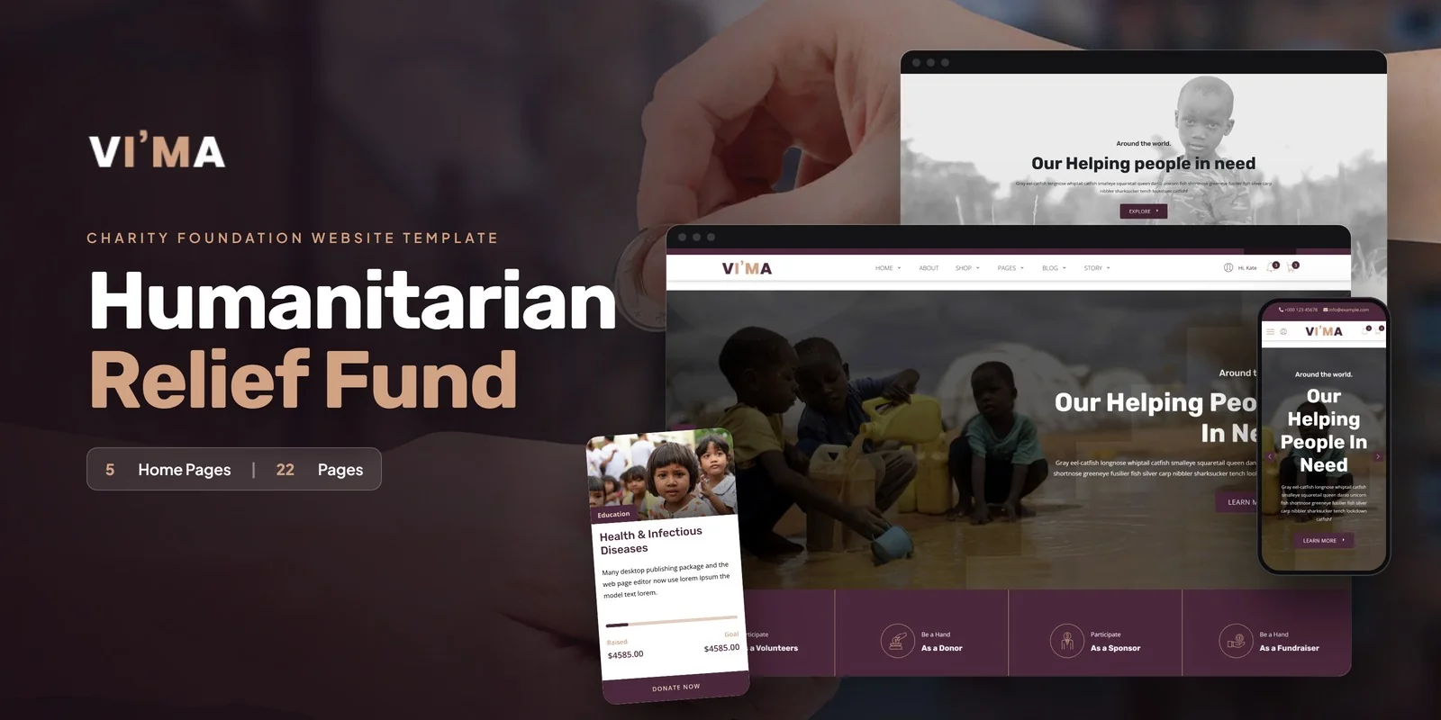 Vima — Charity Fund PHP Website Template preview