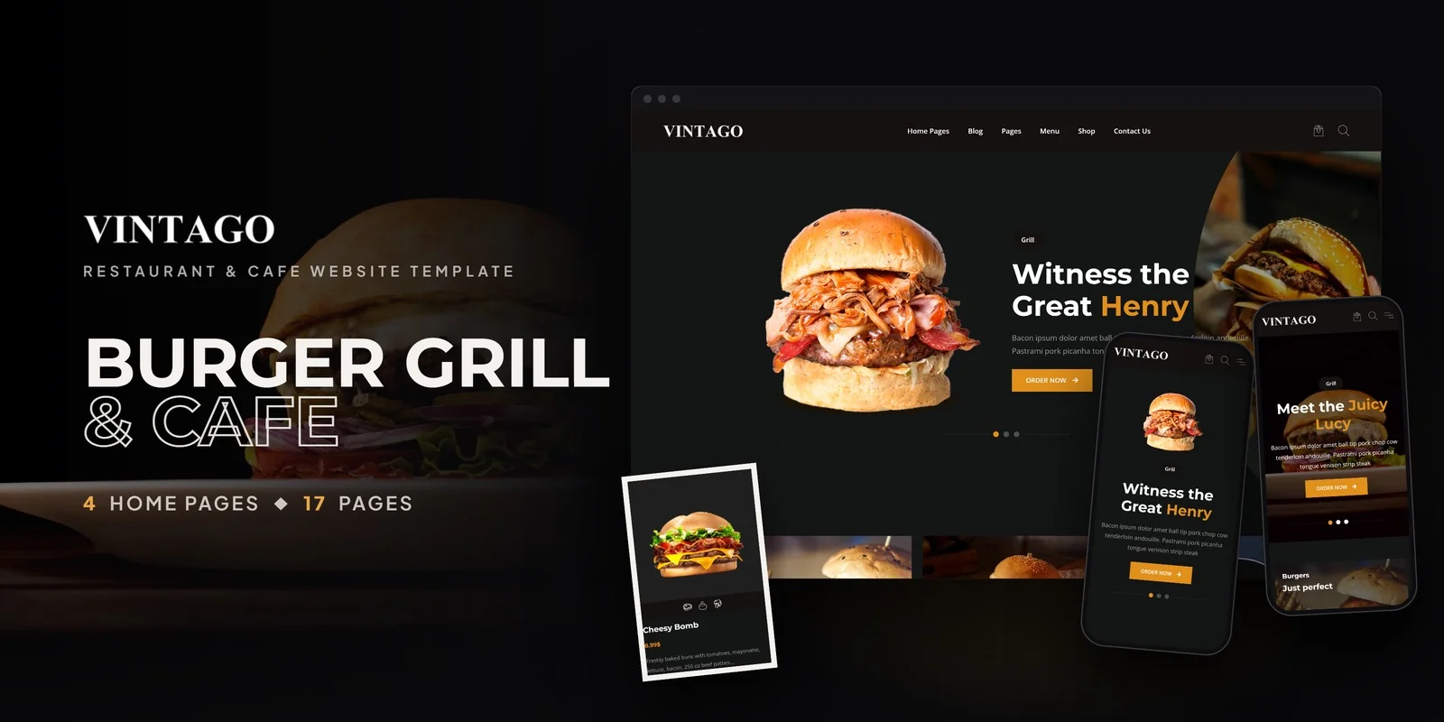 Vintago — Restaurant Cafe Developer Website Bundle preview