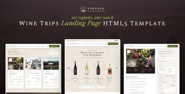 Vinvoya – Wine Trips Landing Page HTML5 Template