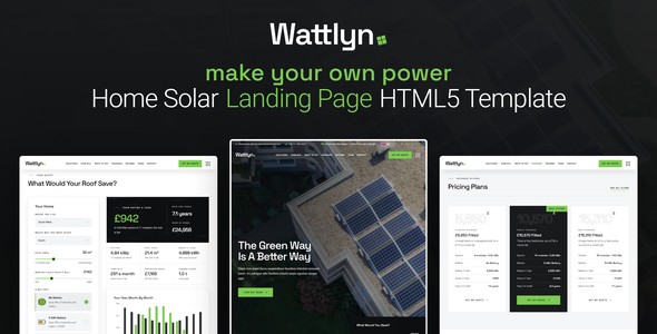 Wattlyn – Home Solar Savings Quote Landing Page HTML5 Template