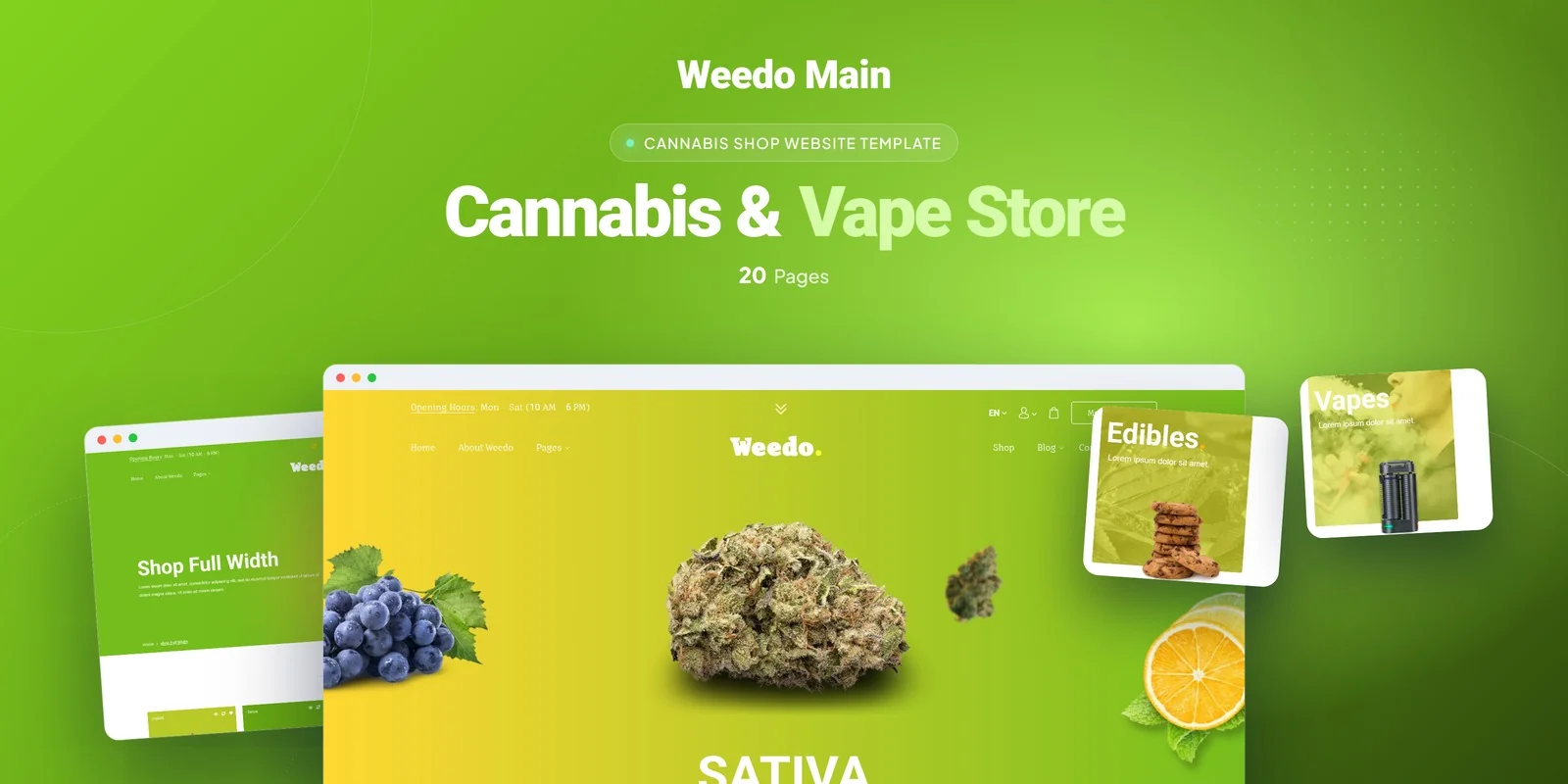 Weedo Main — CBD Store WordPress Theme preview