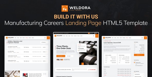 Weldora – Manufacturing Careers Landing Page HTML5 Template