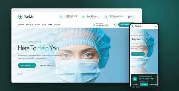 Wellvia – Hospital Landing Page HTML5 Template