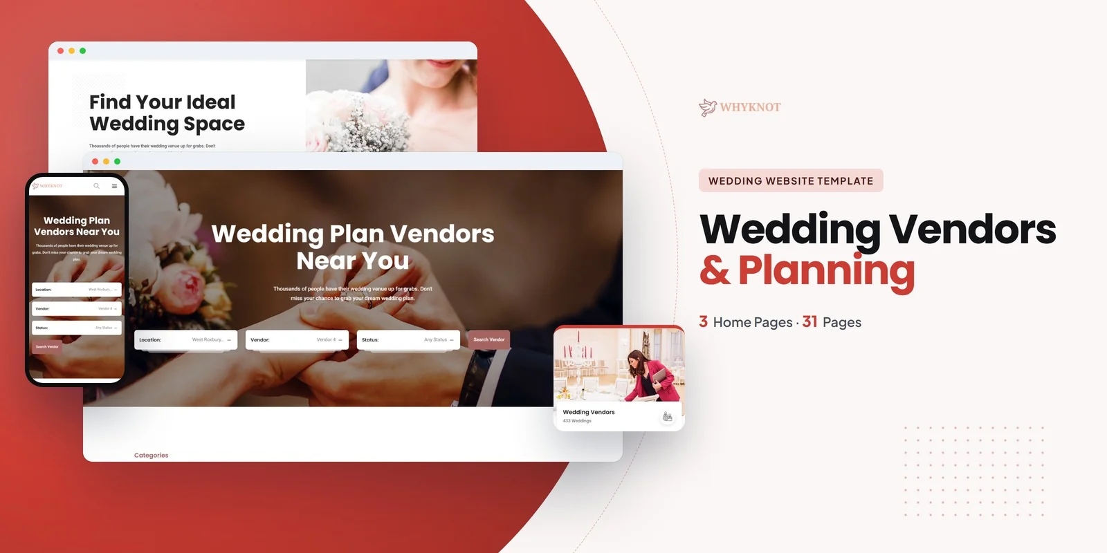 Whyknot — Wedding Boutique Angular Website Template preview