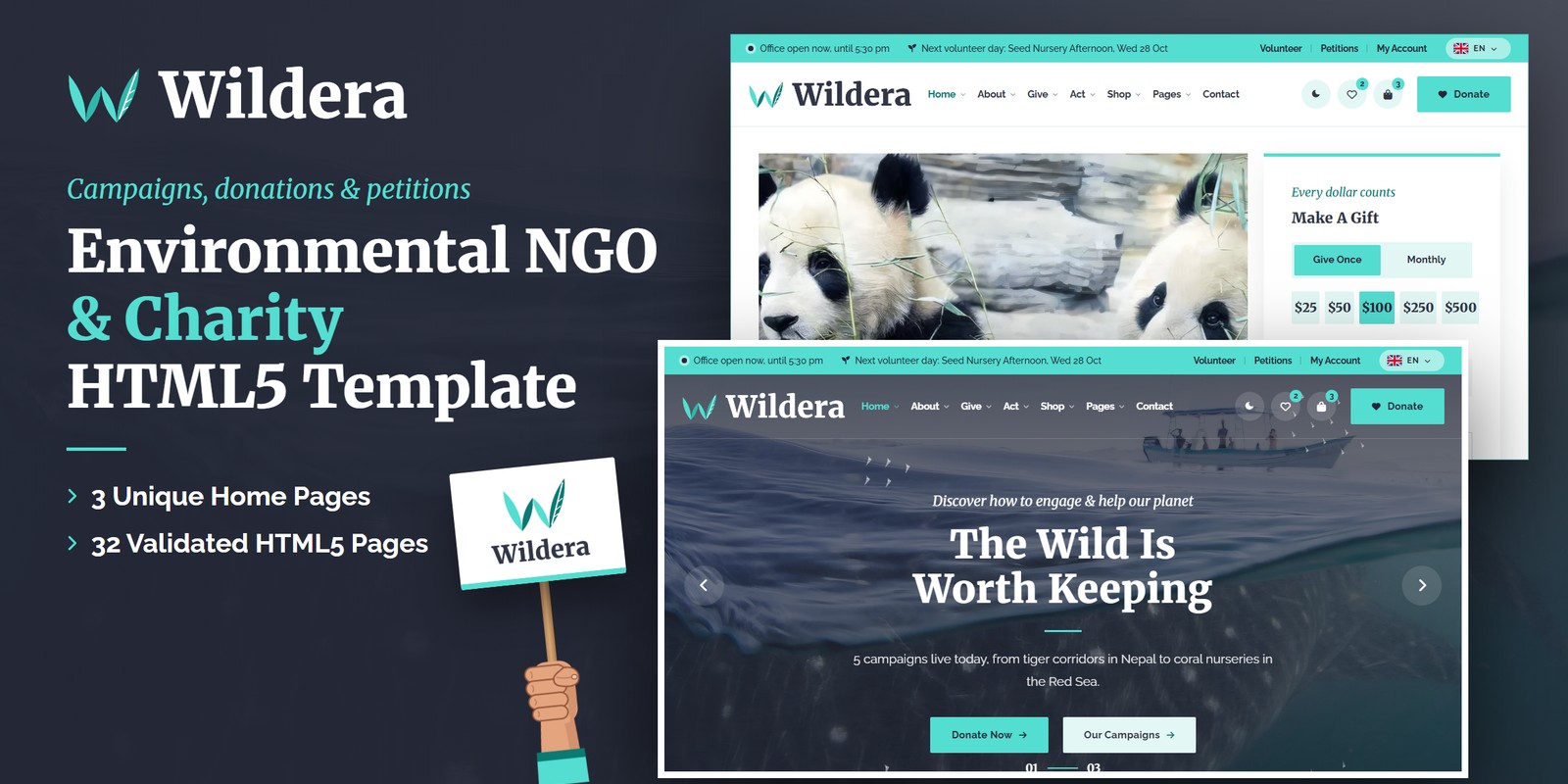 Climate Change Angular Template – Wildera preview