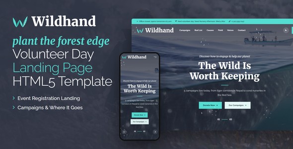 Wildhand – Volunteer Day Landing Page HTML5 Template