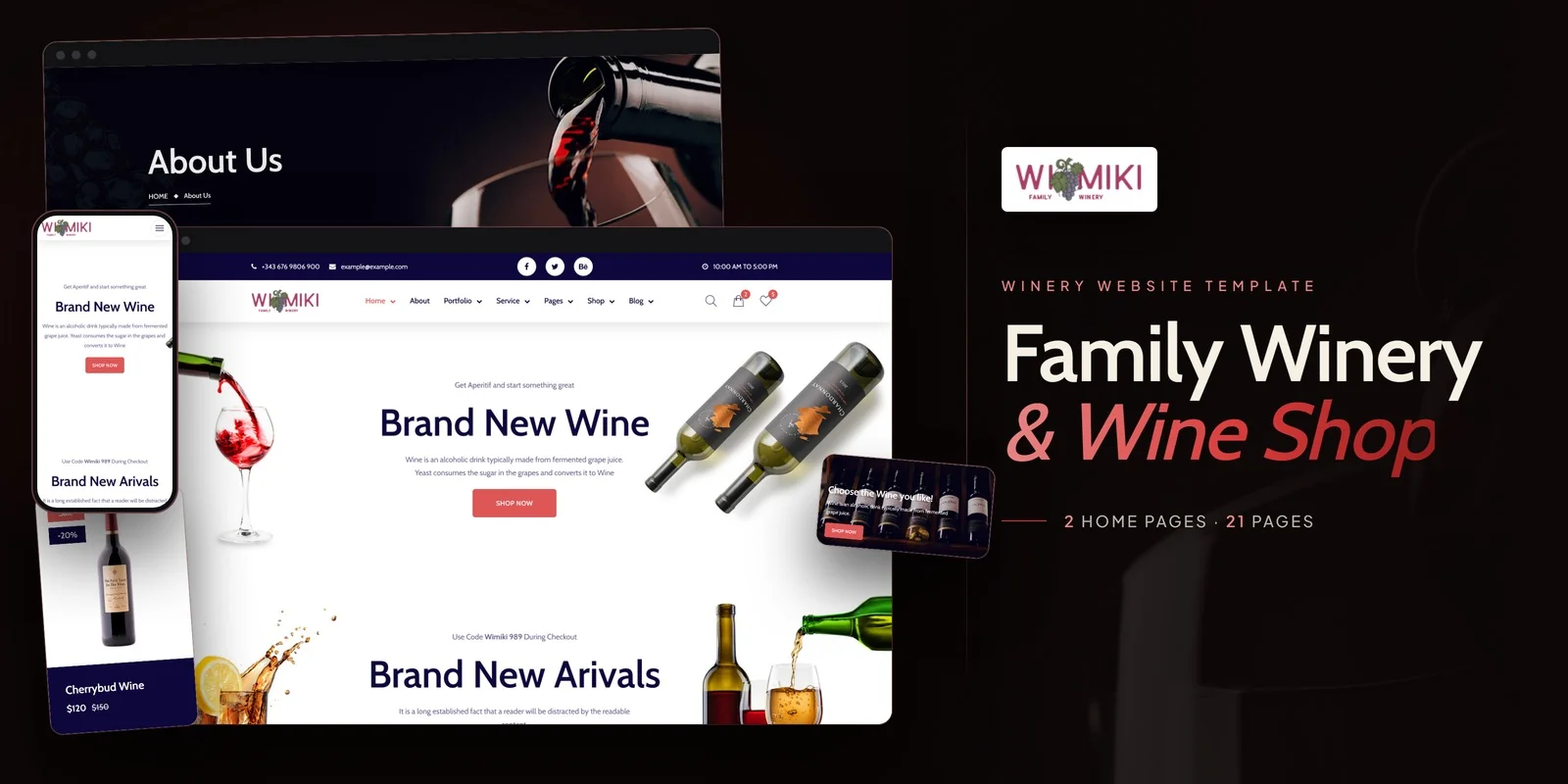 Wimiki — Wine Brand Vue.js Website Template preview