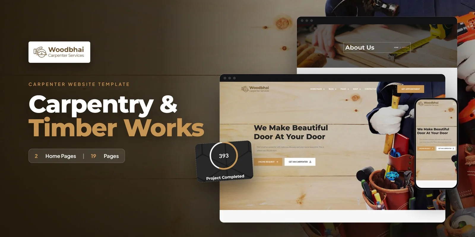 Woodbhai — Wood Workshop Vue.js Website Template preview