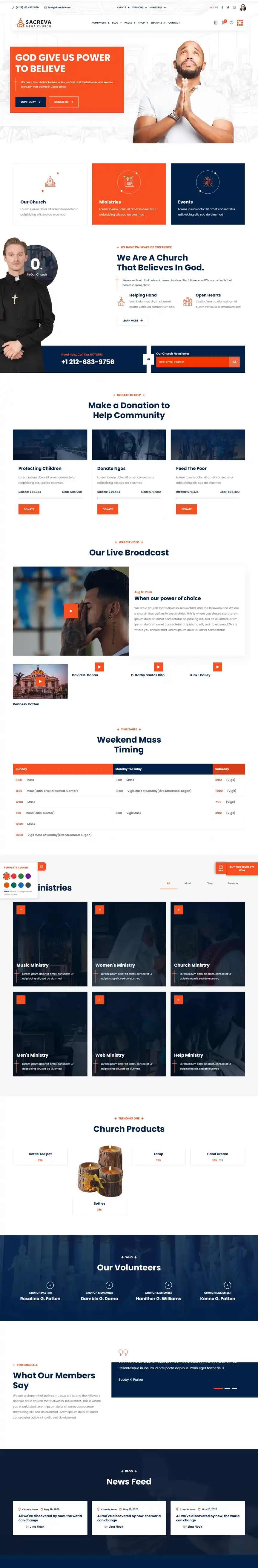 Sacreva Church template preview